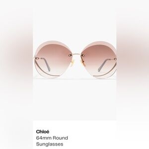 Chloé 64mm Round Sunglasses • Gradient Rose • Designer Rimless Shades